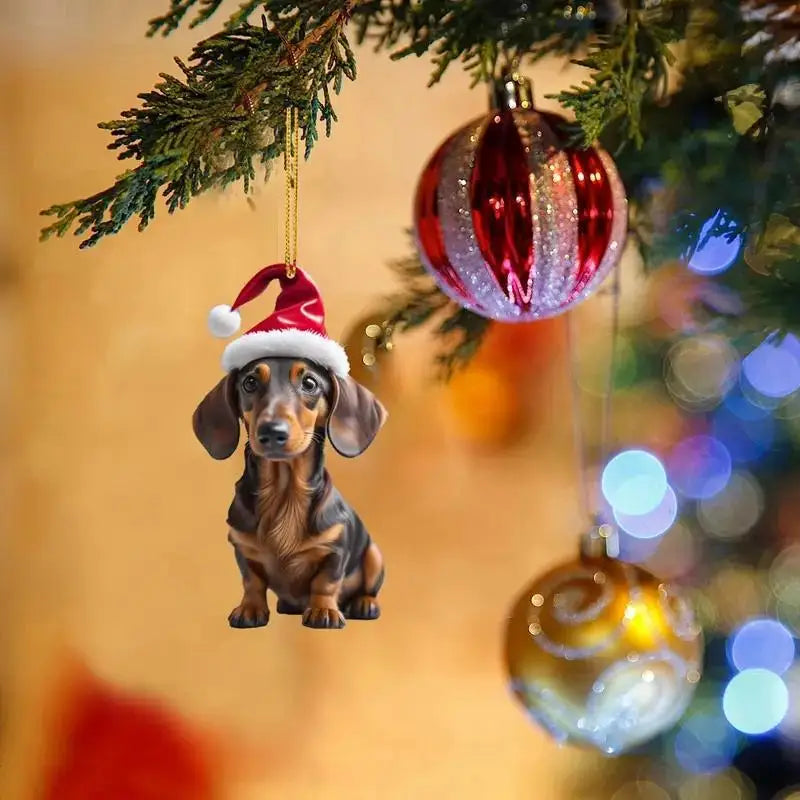 Christmas Cute Dog Tree Pendant – Adorable Holiday Car & Home Hanging Ornament for Window, Backpack, or Tree Décor