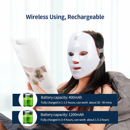 GlowUK™ 7 Colours Photon Facial LED Mask – Non-Invasive Light Therapy for Skin Care