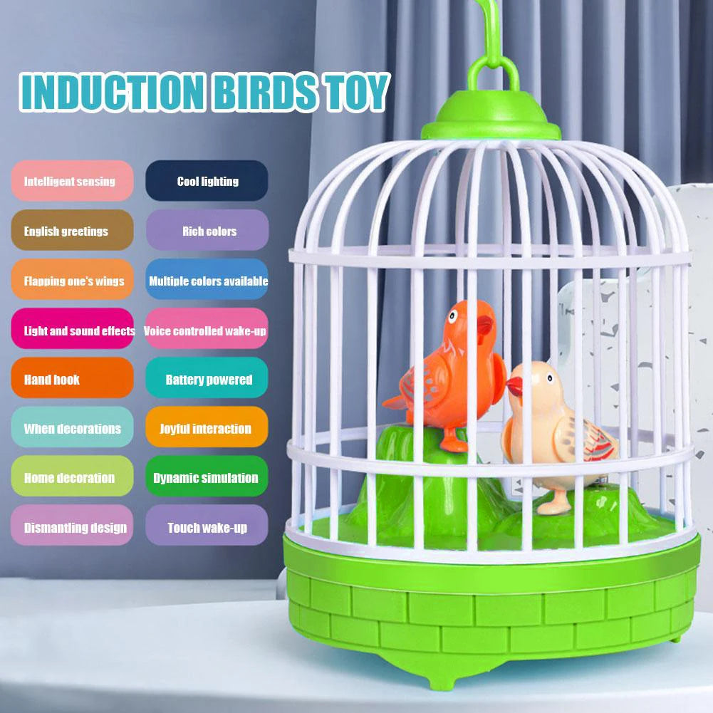 Interactive Talking Electric Bird Toy: Sound-Controlled Birdcage for Kids, Voice-Activated Educational Gift