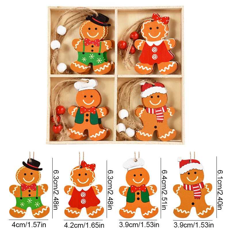 Christmas Gingerbread Man Wooden Pendants – Adorable Tree Hanging Ornaments for 2024 Holiday Decor, Noel & New Year Gifts