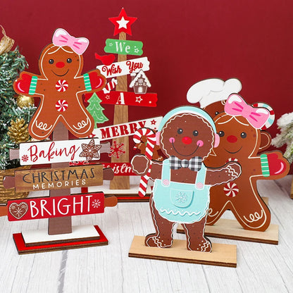 Christmas Gingerbread Man Wooden Decoration: Festive Xmas Cookie Ornament for Home & New Year Gifts