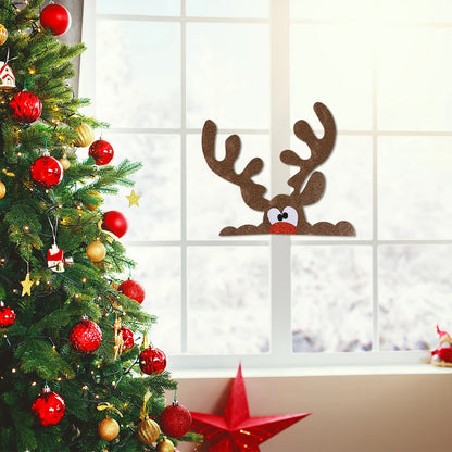 Christmas Door & Window Stickers – Festive Elk, Snowman, Santa Claus Felt Decals for Holiday Home Decor