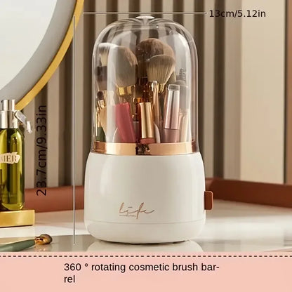 GlowUK™360° Rotating Cosmetic Organizer | Dustproof Makeup Storage with Multiple Compartments