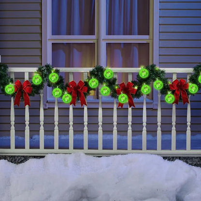 2024 Grinch-Themed Christmas Party String Lights – Fun Green Ball Lights for Holiday Décor