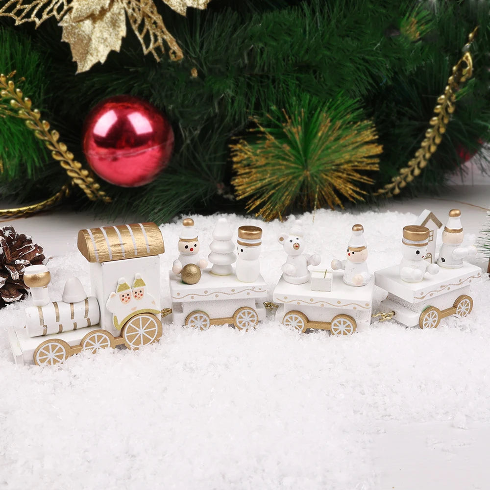 Wooden Train Christmas Ornament – Santa Train Cake Decoration, Festive Table Decor, Kids' Gifts & Party Toy