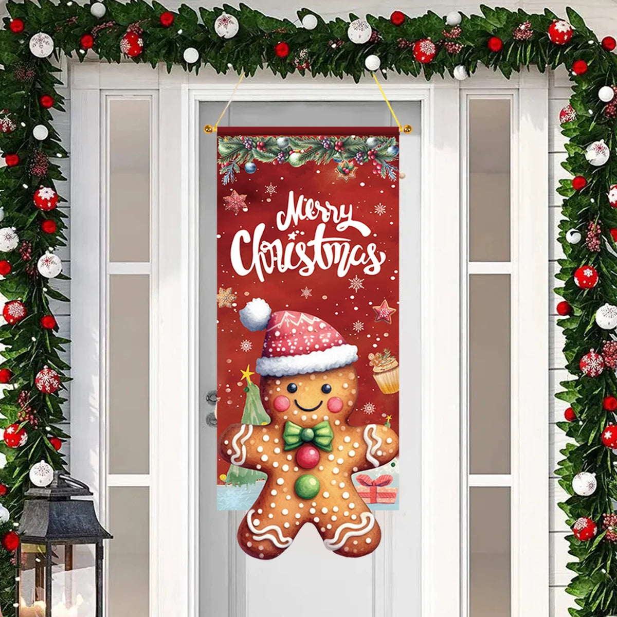 Christmas Gingerbread Man Hanging Flag Navidad Natal Noel Pendant Merry Christmas Decorations For Home 2024 Happy New Year 2025