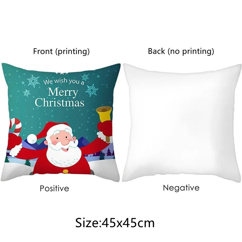 Christmas Decoration Pillow Cover: Santa Claus & Snowman Merry Christmas Cushion Cover for Sofa & Living Room Décor