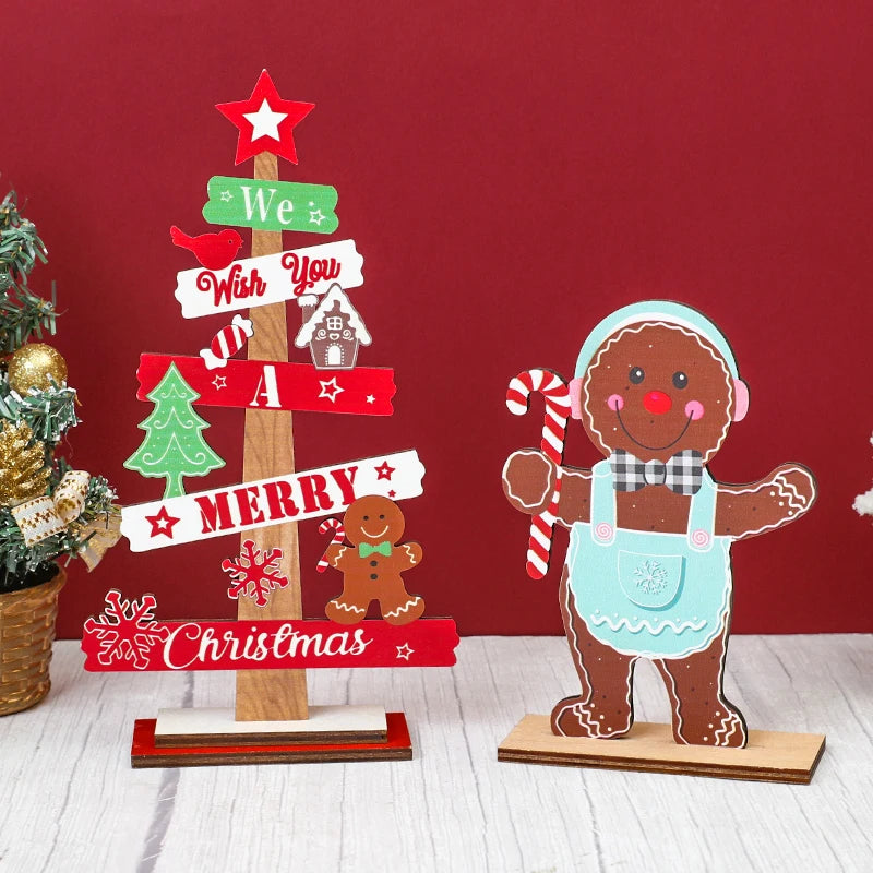 Christmas Gingerbread Man Wooden Decoration: Festive Xmas Cookie Ornament for Home & New Year Gifts