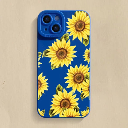 Cute Sunflower Silicone Phone Case for iPhone 13-16 Pro Max- Shockproof Soft Cover