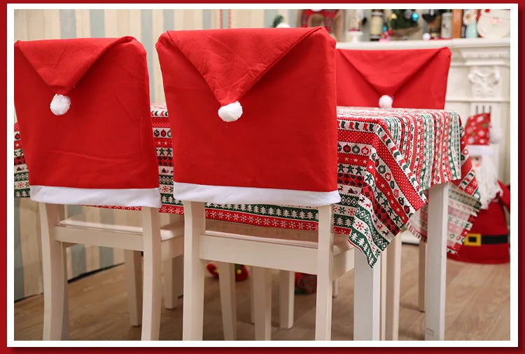 Santa Hat Chair Cover Set – Festive Christmas Table & Chair Decoration (1-10pcs)