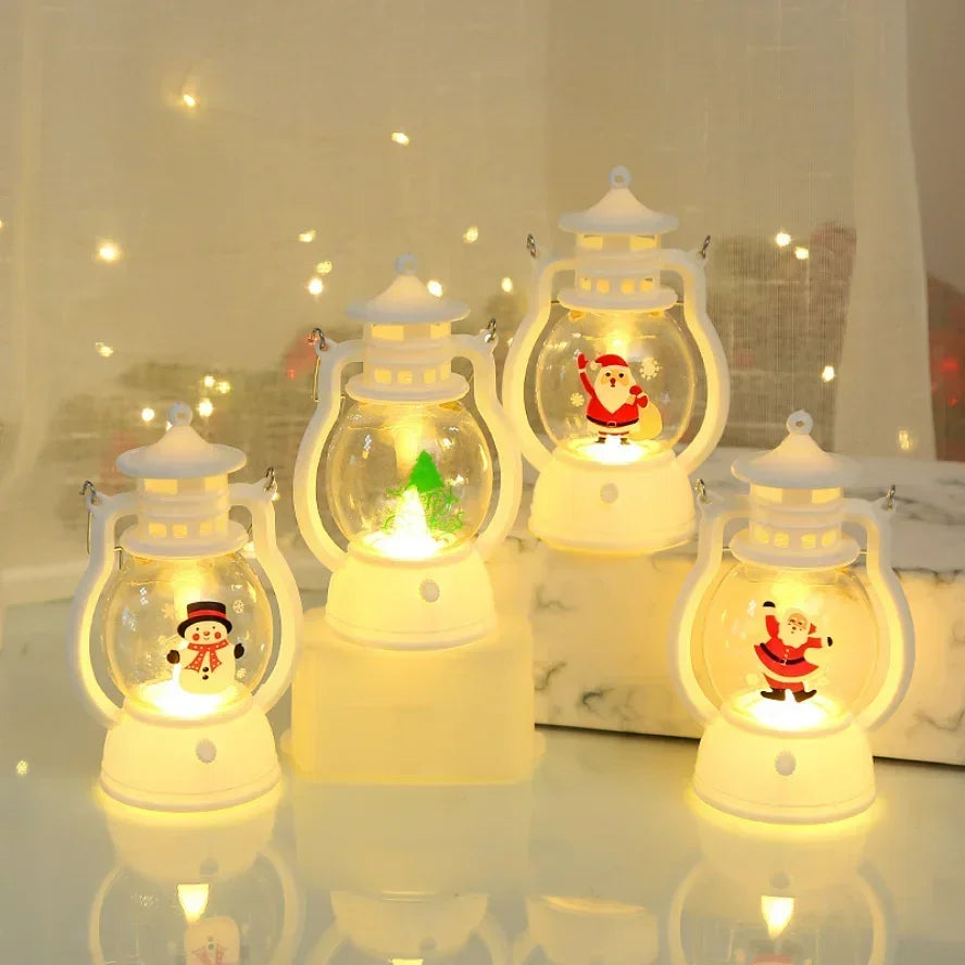 2025 Christmas Ornaments with LED Lantern Light – Santa Claus & Merry Christmas Décor for Home, Xmas Tree, and Gift