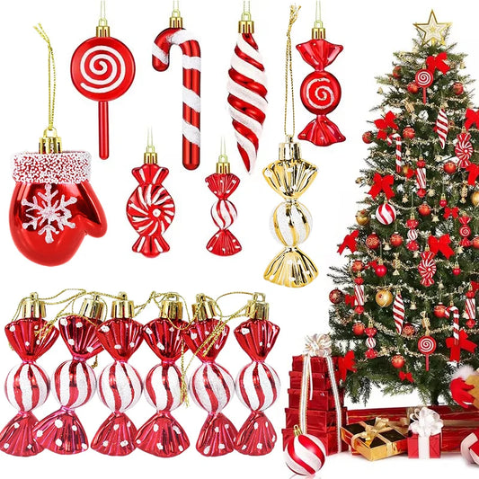 6PCS Set Christmas Candy Pendants – Colourful Lollipop & Cane Hanging Ornaments for Tree & Holiday Decor 1