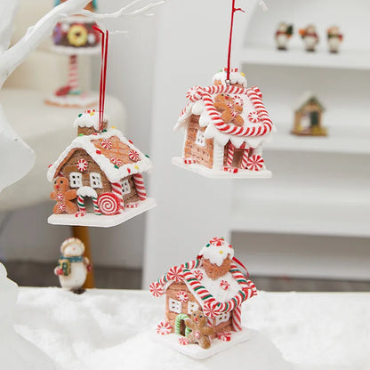 2024 Christmas Gingerbread House Hanging Ornaments – Resin Tree Decorations for Holiday Charm & Festive Home Decor