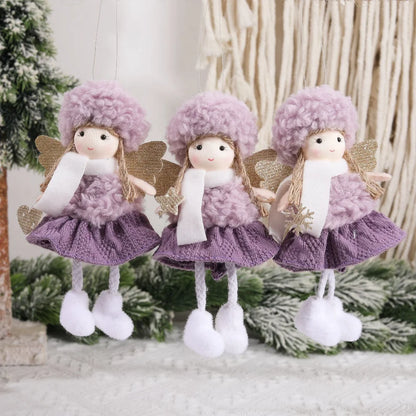 Christmas Angel Doll Pendant – Adorable Purple & Green Ornament for Holiday Décor and Kids’ Gifts