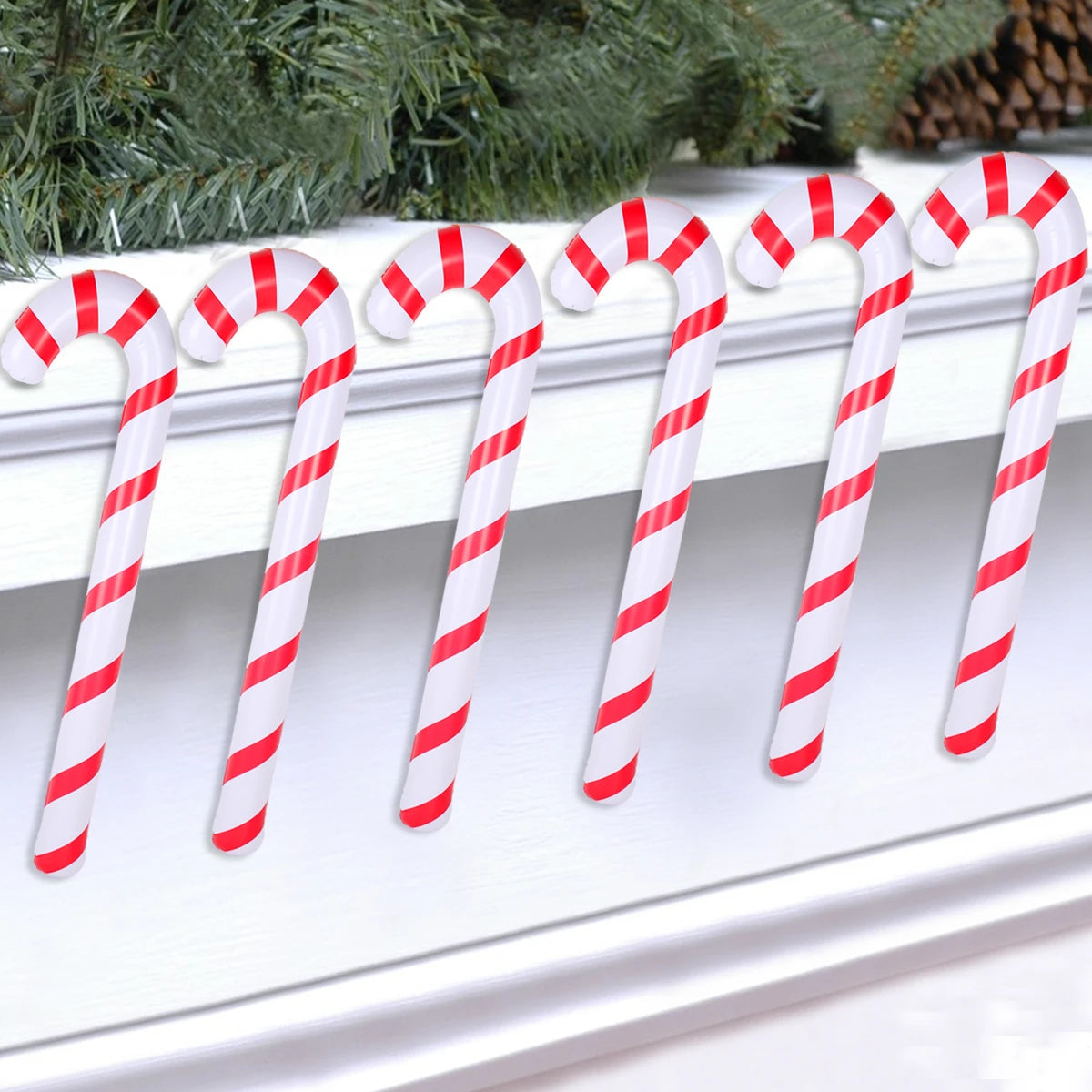 Inflatable Christmas Candy Cane Stick Balloons – Fun Merry Christmas Decorations for Home & New Year 2025