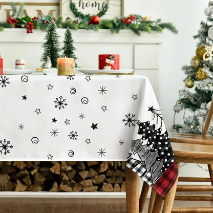 Merry Christmas Buffalo Plaid Tablecloth: Waterproof Rectangular Table Cover for Dining & Party c