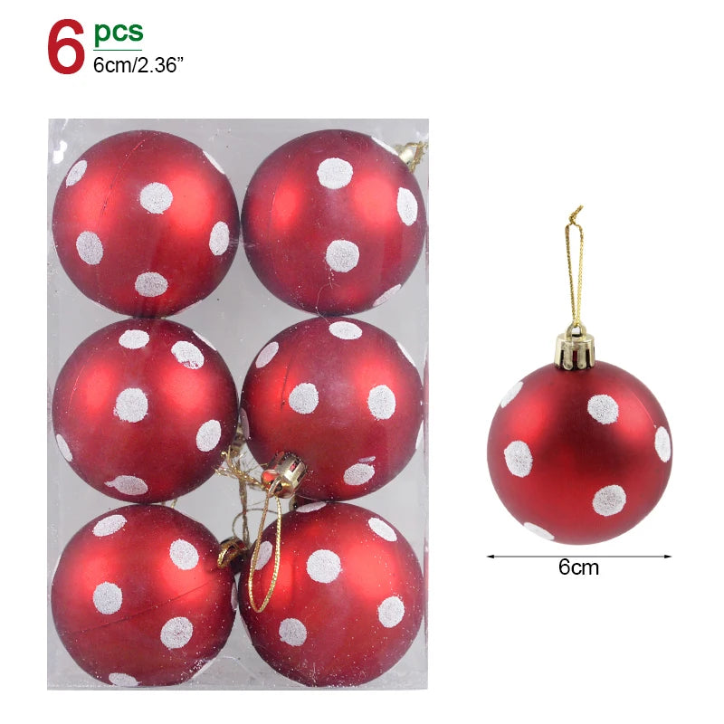 6PCS 6cm Christmas Ball Ornaments: Festive Hanging Pendants for Tree &amp; Home Décor 2024