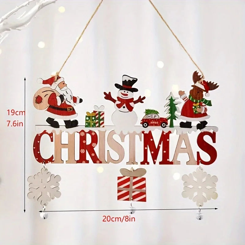 Christmas Wooden Letter Pendant with Snowman – Festive Wall & Porch Décor