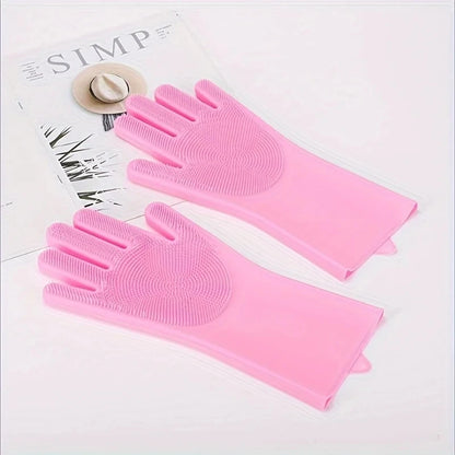 Pet Grooming Cleaning Gloves – Silicone Scrubber for Dogs & Cats, Bathing, Hair Removal, and Dishwashing Glove