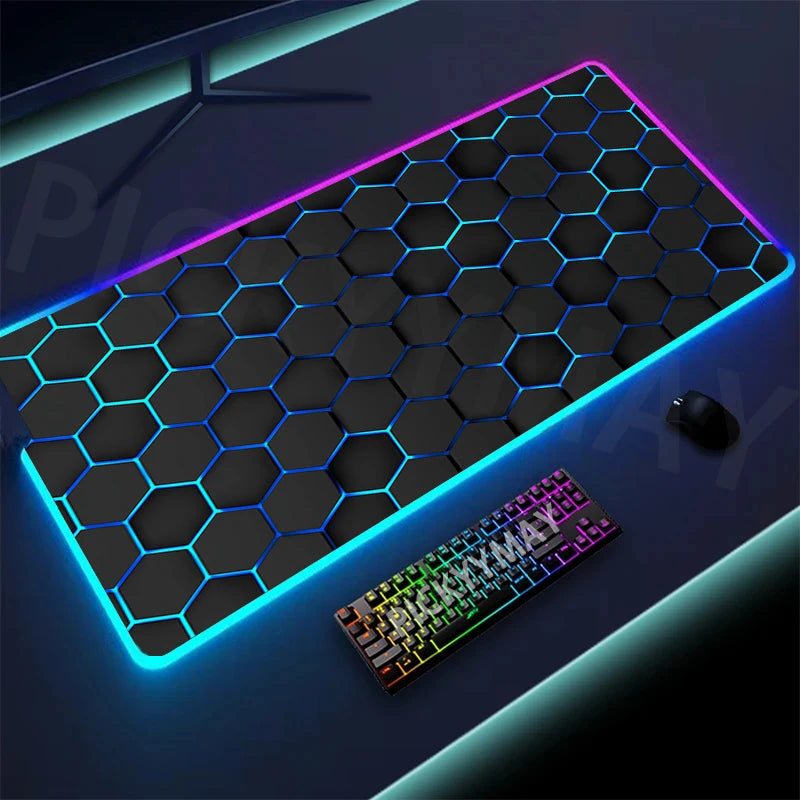 Geometry Large RGB Gamer Mousepad 40x90cm Mouse Mat Gaming Mousepads LED Keyboard Mats Luminous Desk Pads Mouse Pad For PC