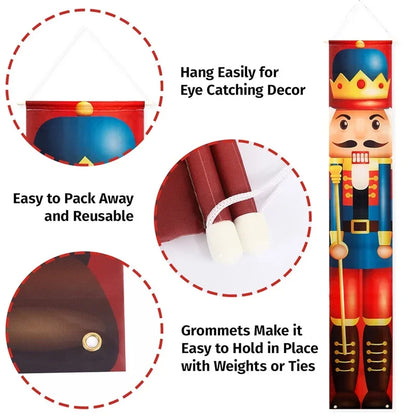 Nutcracker Soldier Banner – Christmas Hanging Decoration for Home, Door Décor & Holiday Gifts for 2024