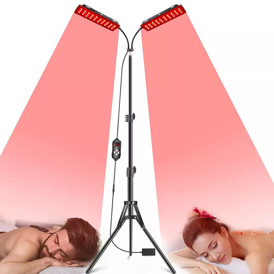 GlowUK™ Dual Head Red & Infrared Light Device: Skin Care & Well-Being with Adjustable Stand