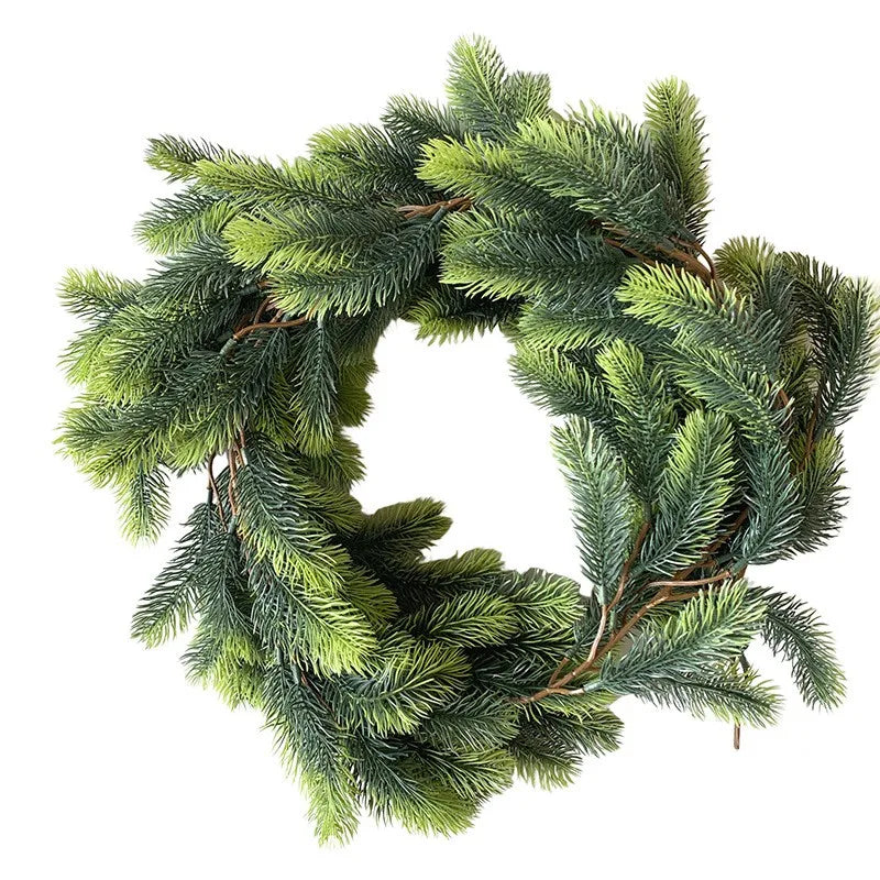 Christmas Garland with Artificial Pine Needles and Pinecones – Rattan Wreath for Table, Staircase, and Home Décor