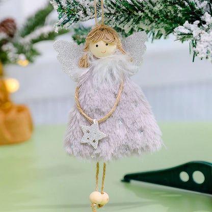 Christmas Angel Girl Doll Ornament – Plush Hanging Pendant for Tree & Holiday Décor