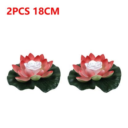 20-1Pcs Energy Saving Solar Powered Lamp Night Light LED 18cm Artifical Floating Lotus Garden Pool Pond Fountain Decoration