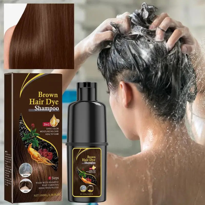 Hair Colour Shampoo – Black Hair Dye, Covers White Hair, Darkening Shampoo in Wine Red, Brown, or Silver Shades