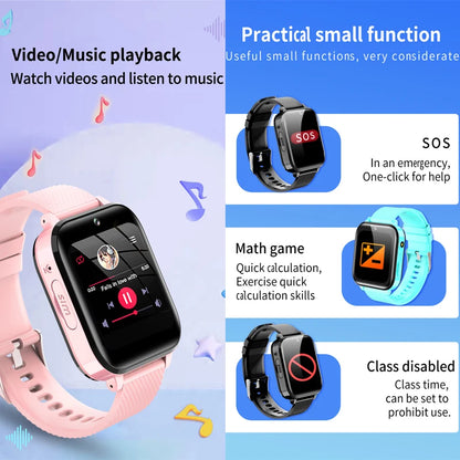 4G Smart Watch Phone for Kids – 1.7" HD Screen, GPS Tracker, WiFi, Video Calling, Face Unlock & Educational Games