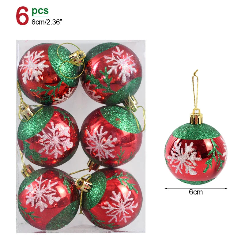 6PCS 6cm Christmas Ball Ornaments: Festive Hanging Pendants for Tree &amp; Home Décor 2024