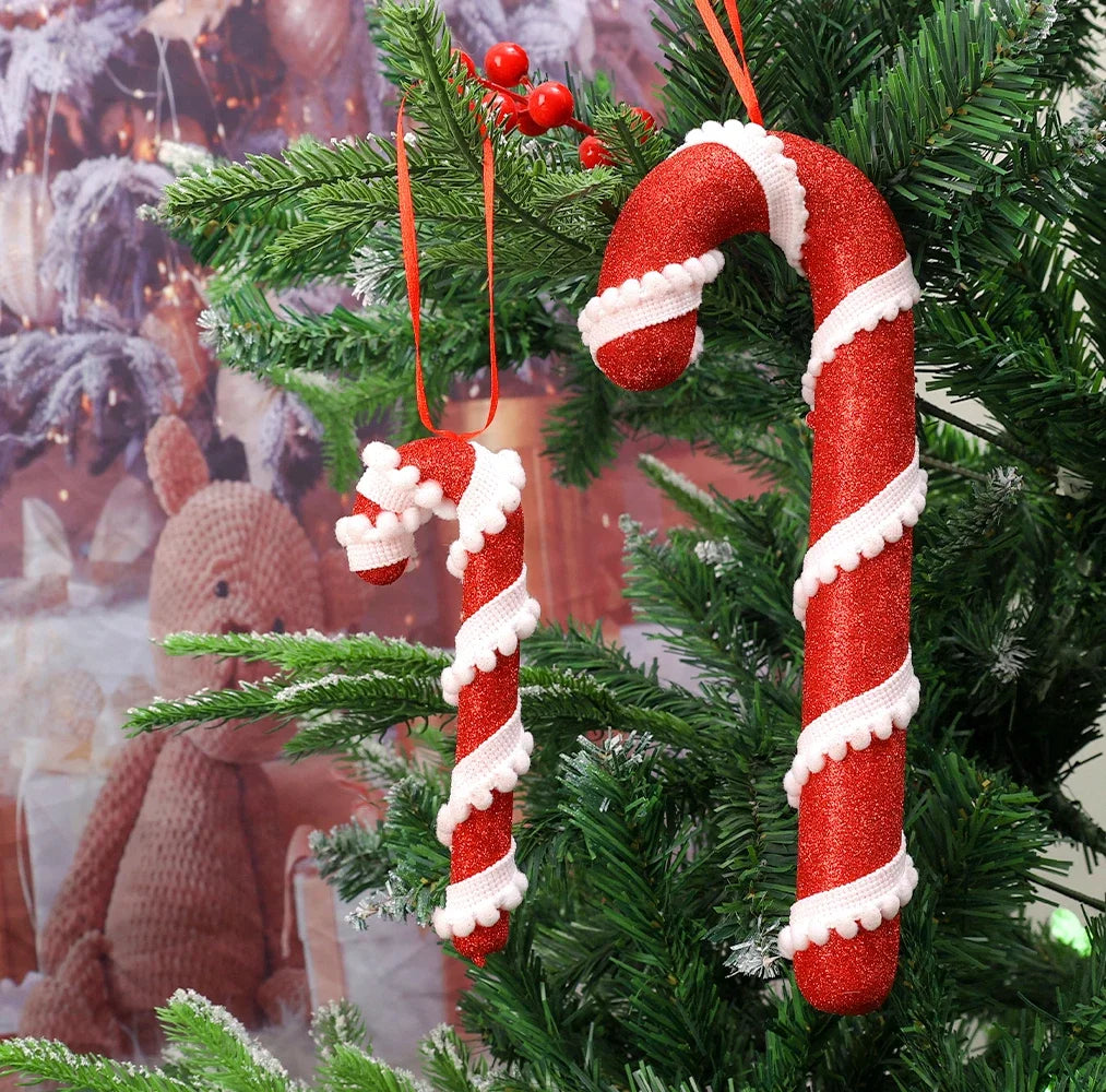 5PCS Christmas Candy Canes – Red & White Lollipop Hanging Ornaments for Tree, Party & Home Decor 1