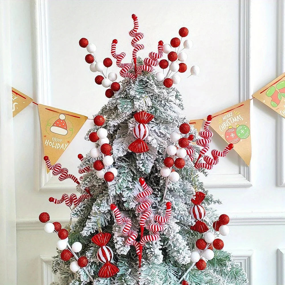 Christmas Tree Candy Canes – Festive Wool Candy Roll Decorations for Holiday & Winter Cheer (1, 2, or 4 Pcs) 1