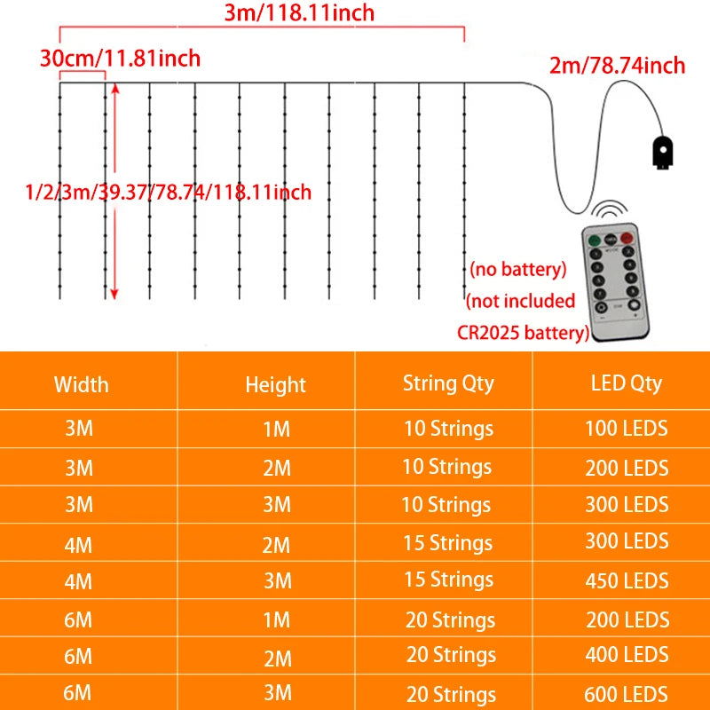 3/4/6M LED Curtain Lights Fairy Garland – 8-Mode USB Light String for Christmas, Weddings, Parties &  Home Décor