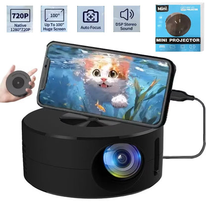 YT200 Smart Mini Projector: Portable HD LED Home Theatre with Auto-Focus & Mobile Screen Sharing for iPhone & Android  Optimized