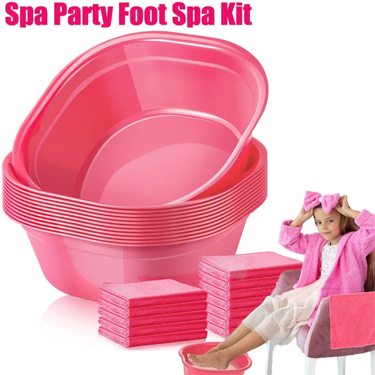 Kids Foot Spa Kit for Girls Pedicure Spa Party Favors for Kids Birthday Foot Tub Washbasin Salon Towels Sleepover Sleeping Party