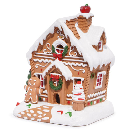 Christmas Gingerbread House Figurine – Festive Polyresin Decor for Holiday Displays & Xmas Gifts