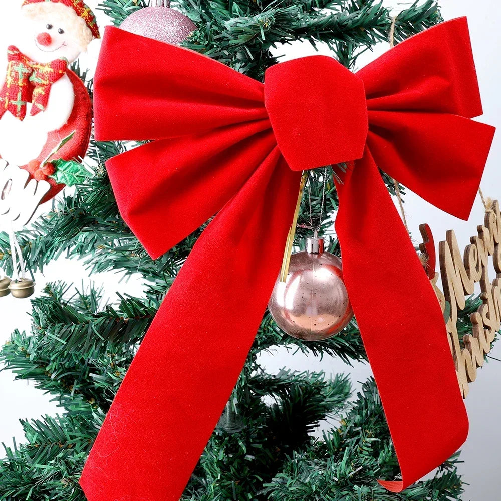 Big Bowknot Red Ribbon Christmas Tree Topper: Elegant Red Bow for Tree, Door, or Party Décor