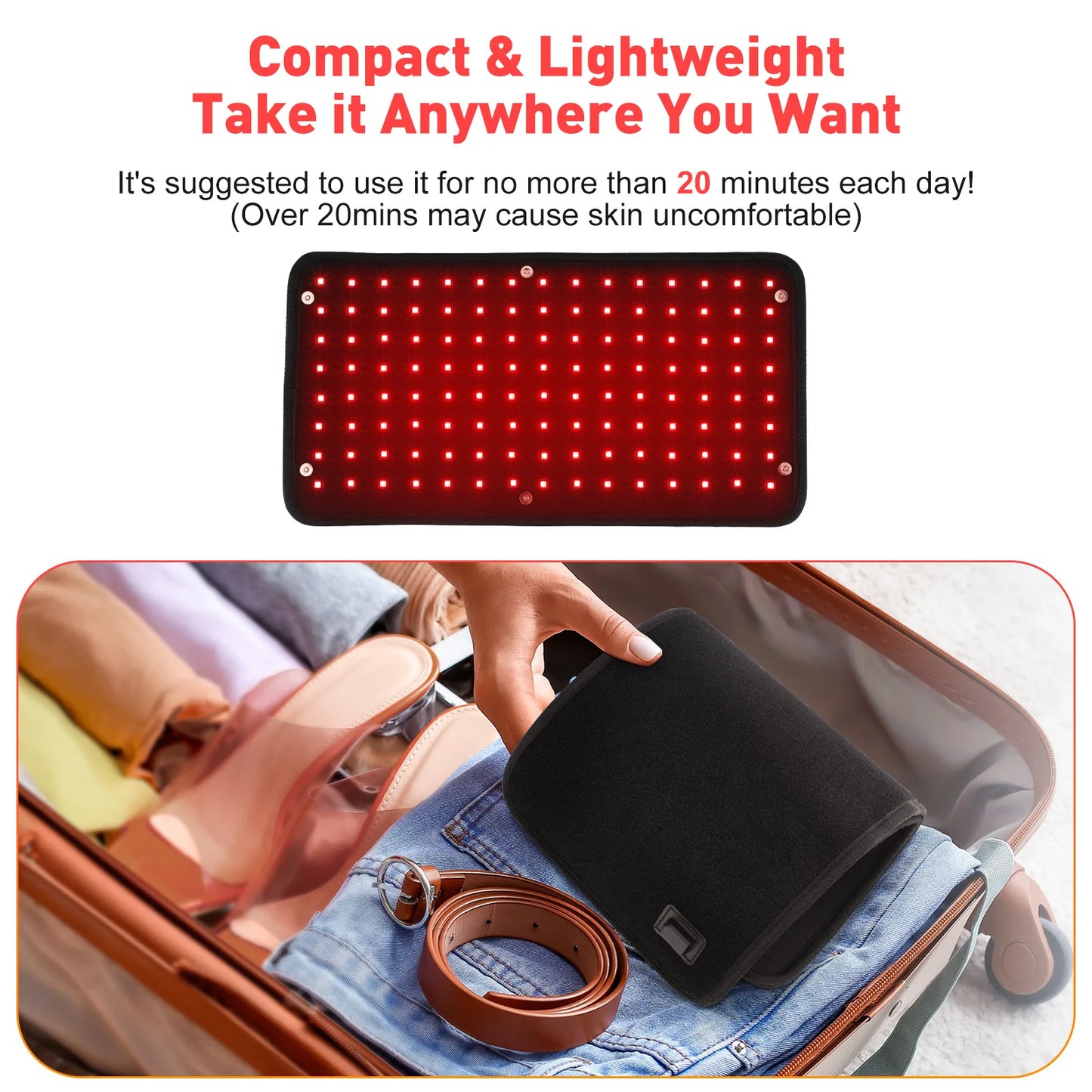 GlowUK™ LED Red Light Therapy Belt: 660nm & 850nm Infrared Device for Waist, Shoulder, and Knee Comfort