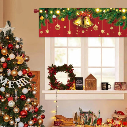 Christmas Tree Short Curtains: Snowman & Holiday Backdrop, Festive Home Decorations for Christmas 2024 & New Year 2025