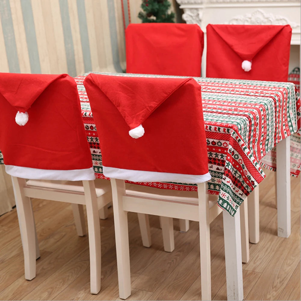 Santa Hat Chair Cover Set – Festive Christmas Table & Chair Decoration (1-10pcs)