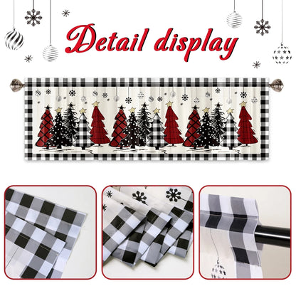 Christmas Tree Short Curtains: Snowman & Holiday Backdrop, Festive Home Decorations for Christmas 2024 & New Year 2025