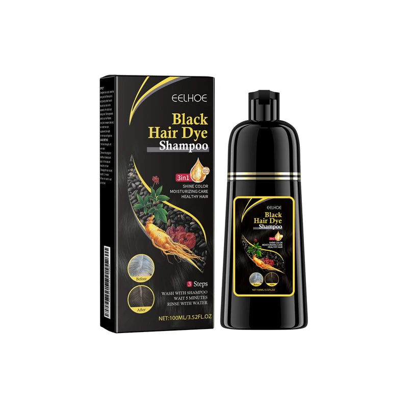 100ml 3-in-1 Black Hair Dyeing Shampoo – Instant Natural Herbal Hair Colour, Nourishing & Shiny Hair Dye Shampoo