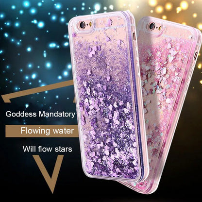 Love Heart &amp; Stars Glitter Phone Case for iPhone 15, 14, 13, 12, 11 Pro Max, XS, XR, 7, 8  – Dynamic Liquid Quicksand Back Cover