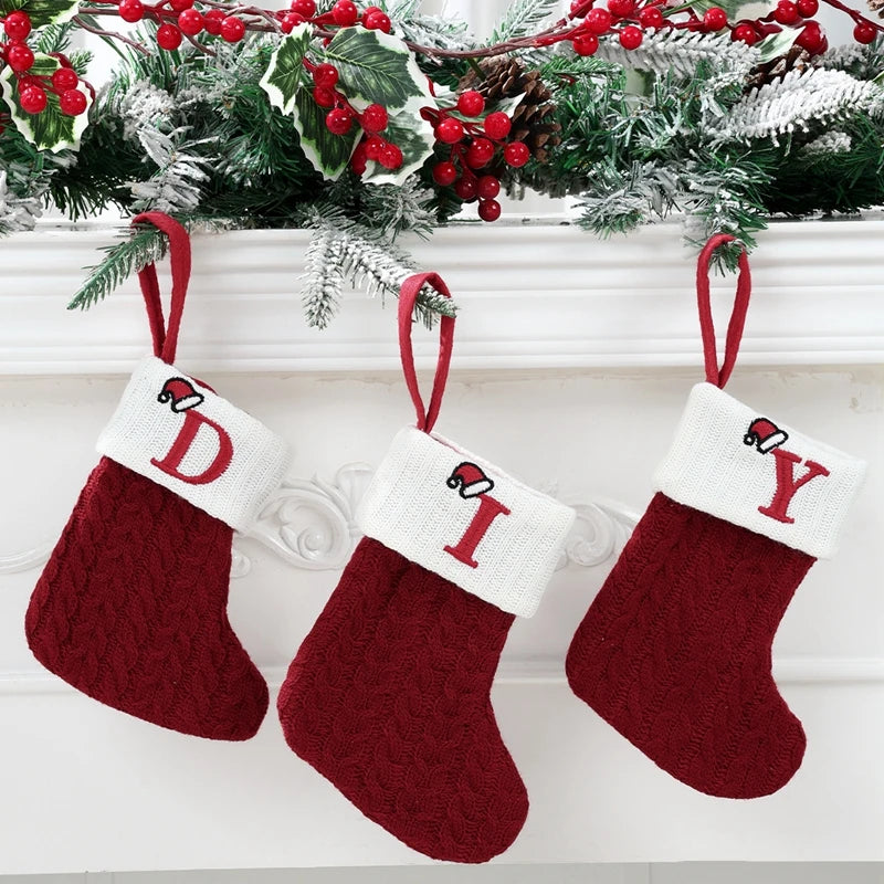 Christmas Alphabet Knitting Socks – Festive Ornaments for Tree & Home Décor