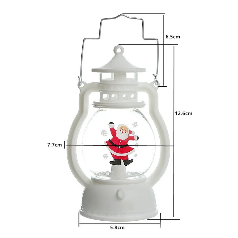 Christmas Lantern LED Lighted Snowman Lamp with Santa Claus – Decorative Hanging Lantern & Snow Globe for Children’s Gifts