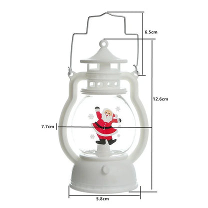 Christmas Lantern LED Lighted Snowman Lamp with Santa Claus – Decorative Hanging Lantern & Snow Globe for Children’s Gifts