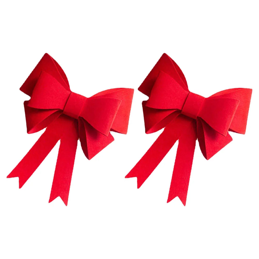 2PCS Curtain Bow Drape Tiebacks – Large Red Bowknot Christmas Tree Ornament for Holiday Decorations, Weddings & Cars