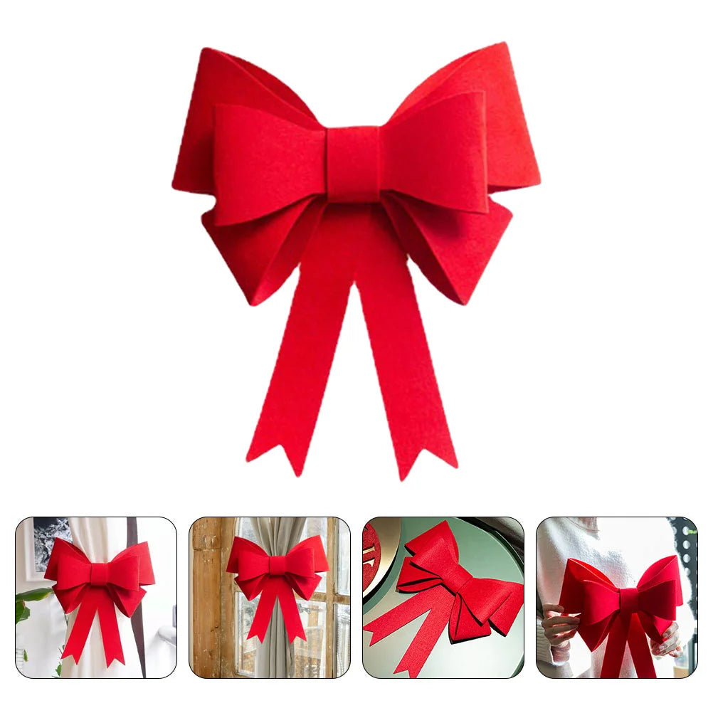 2PCS Curtain Bow Drape Tiebacks – Large Red Bowknot Christmas Tree Ornament for Holiday Decorations, Weddings & Cars